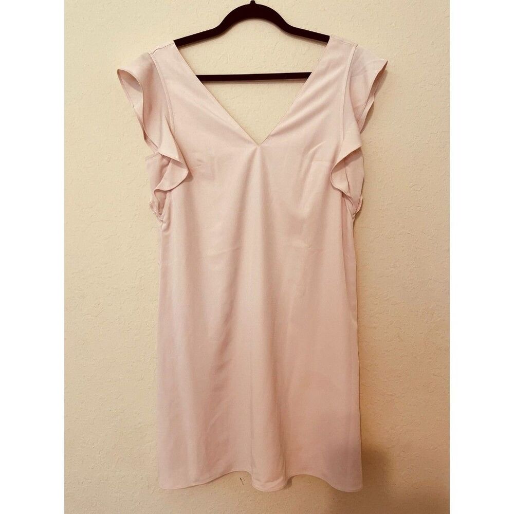 EXPRESS SHIFT DRESS PINK SMALL PETITE NEW V NECK SHORT SLEEVES